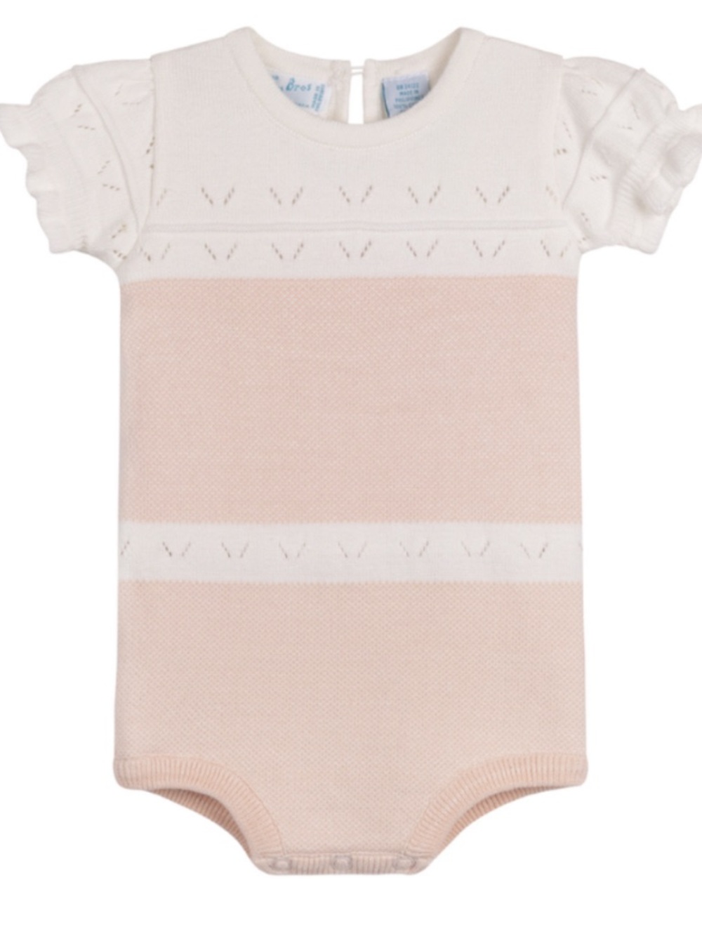 Feltman Brothers Girls Pointelle Contrast Knit Romper brand new sz 0-3